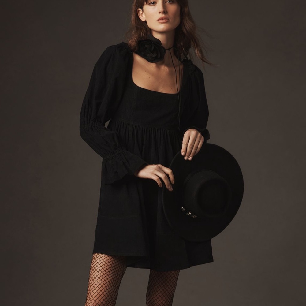Pilcro Square Neck Corduroy Babydoll Mini Dress